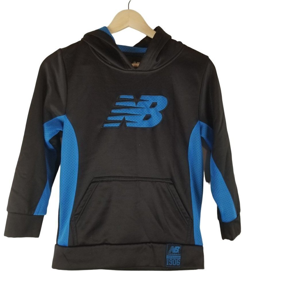 NEW Balance Hoodie Boys 8 Sweatshirt Black‎ Blue Cotton blend Athletic